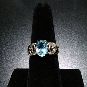 Sky Blue Topaz and Diamond Ring